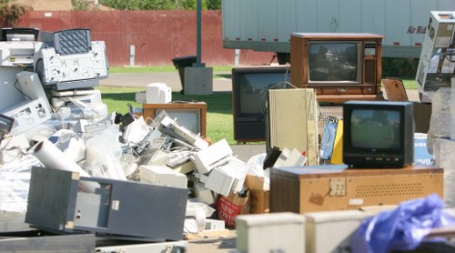 Workers segregating waste during a clearance